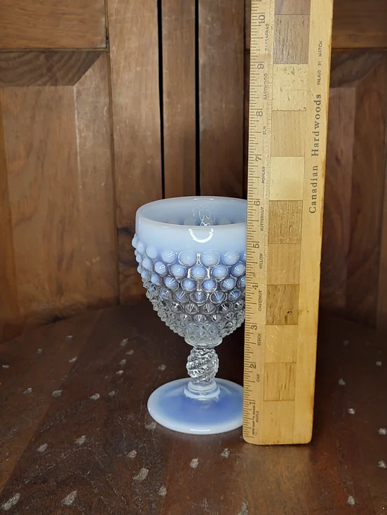 Opalescent Hobnail Goblet - Blue White Opal Glass - Picture 5 of 10